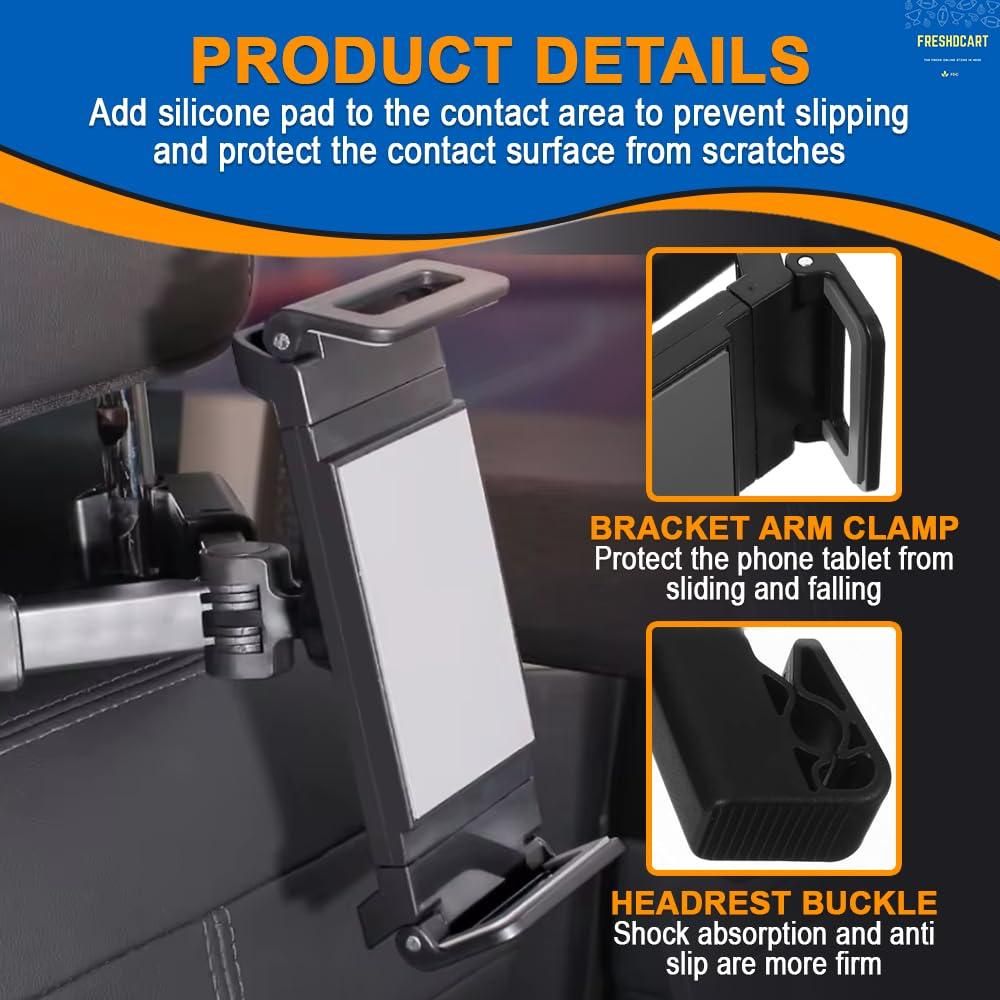 Car Mount Holder for Tablets & Phones (4.7-12.9 inches) with 360-Degree Rotation